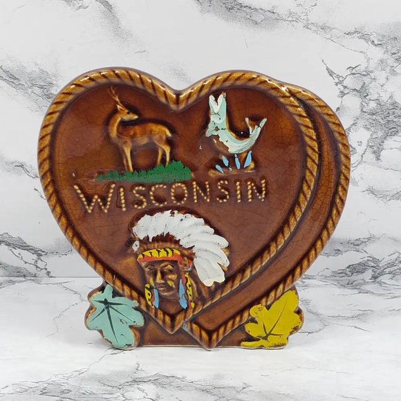 Wisconsin Kitchen Utensil Holder Wall Pocket Vintage - Picture 1 of 8